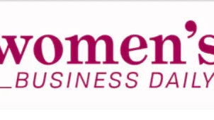 Women's Business Daily logo in pink text on white background, Love Classic style