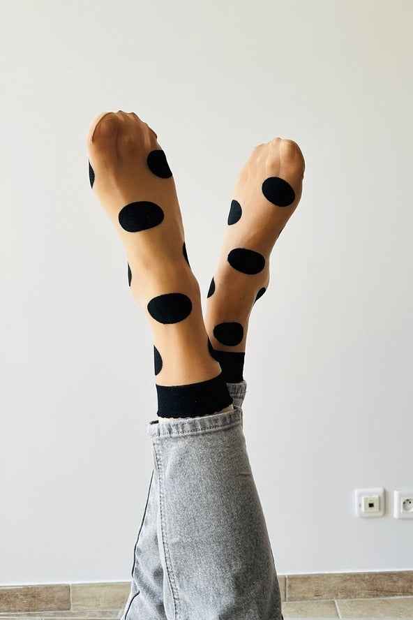 Extra large polka dot sock in black 6