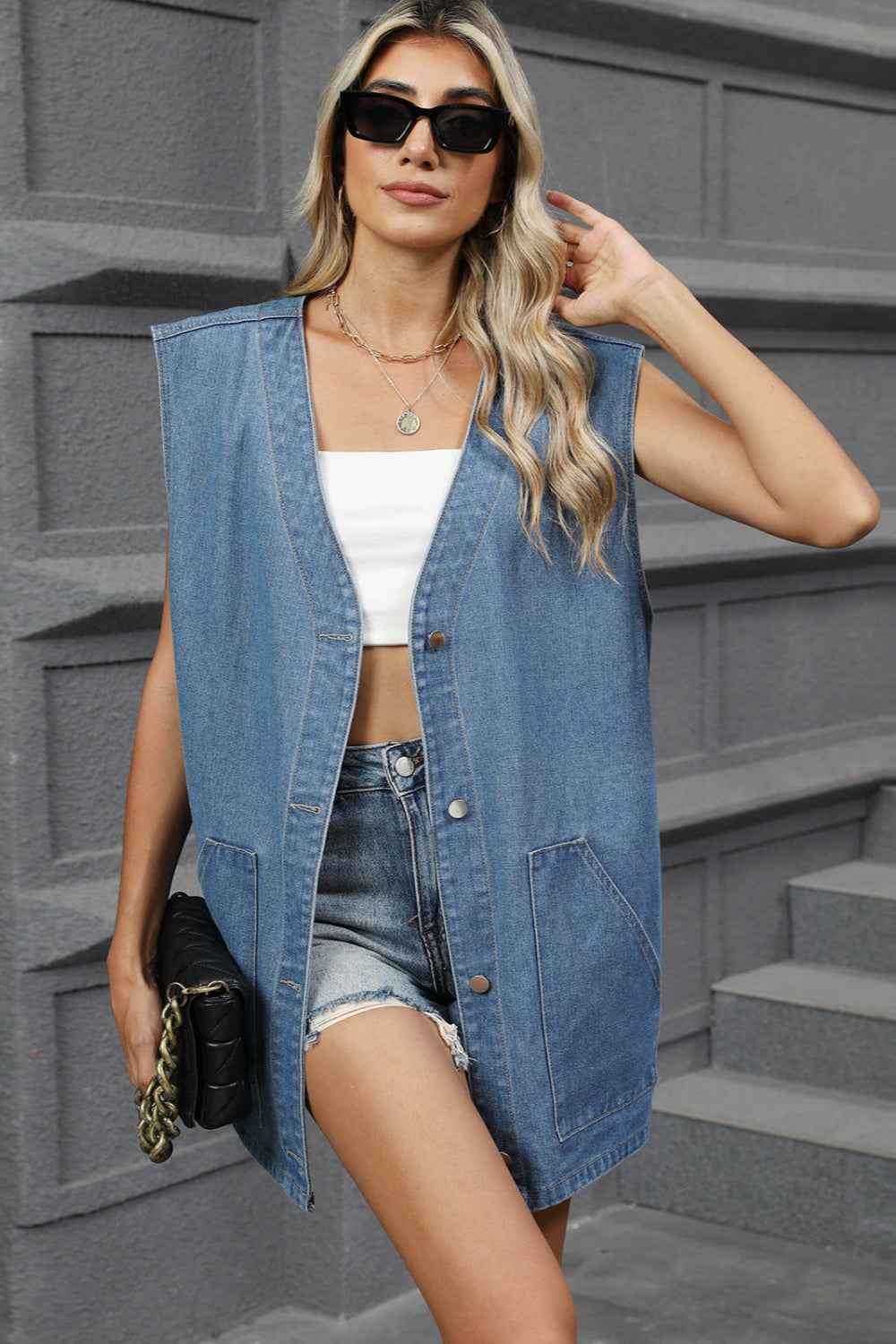 Oversized Denim Vest