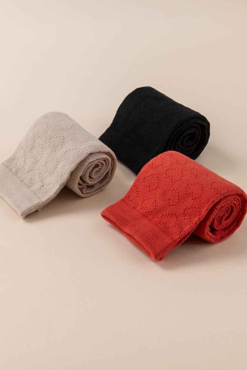 Heart Pointelle Knee High Socks 3 pack