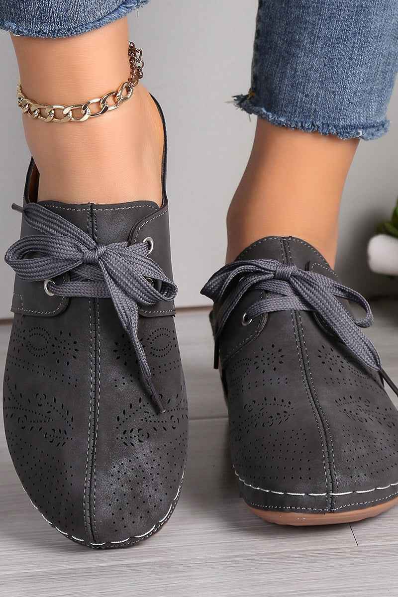 Lace-Up Round Toe Wedge Sandals