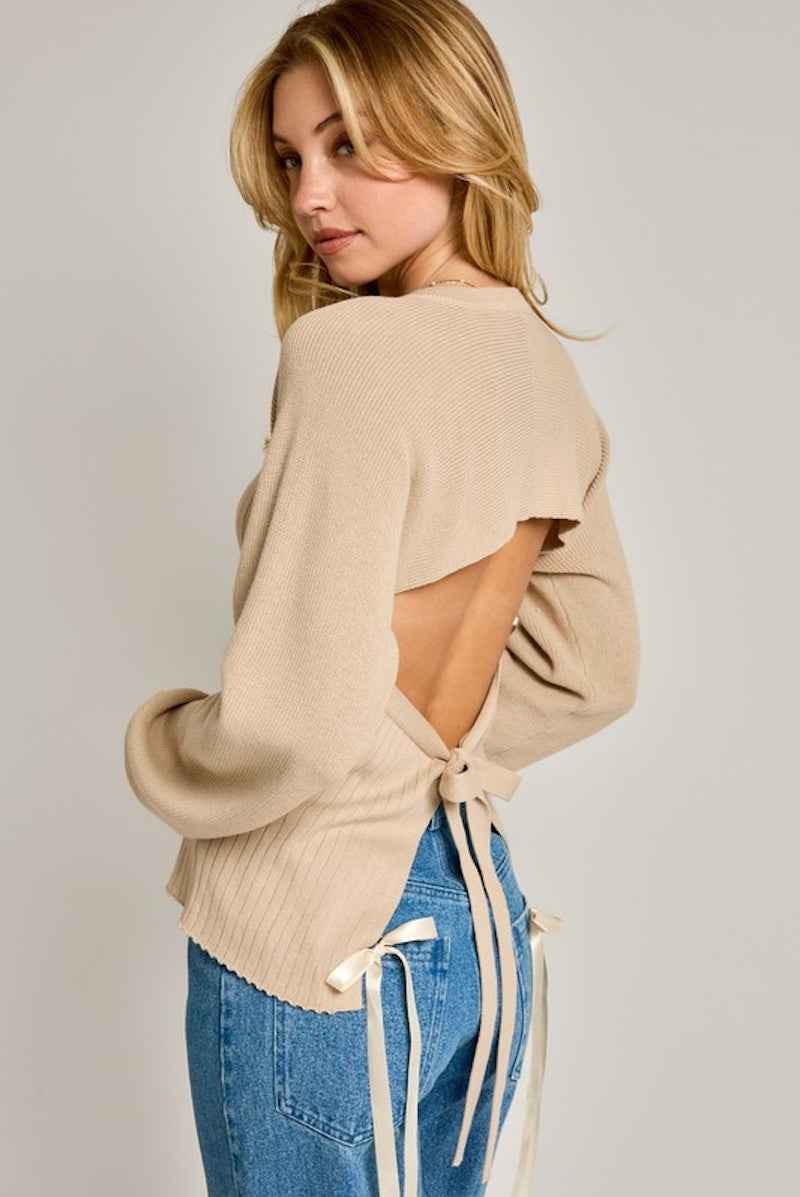Ribbed Open Back Sweater