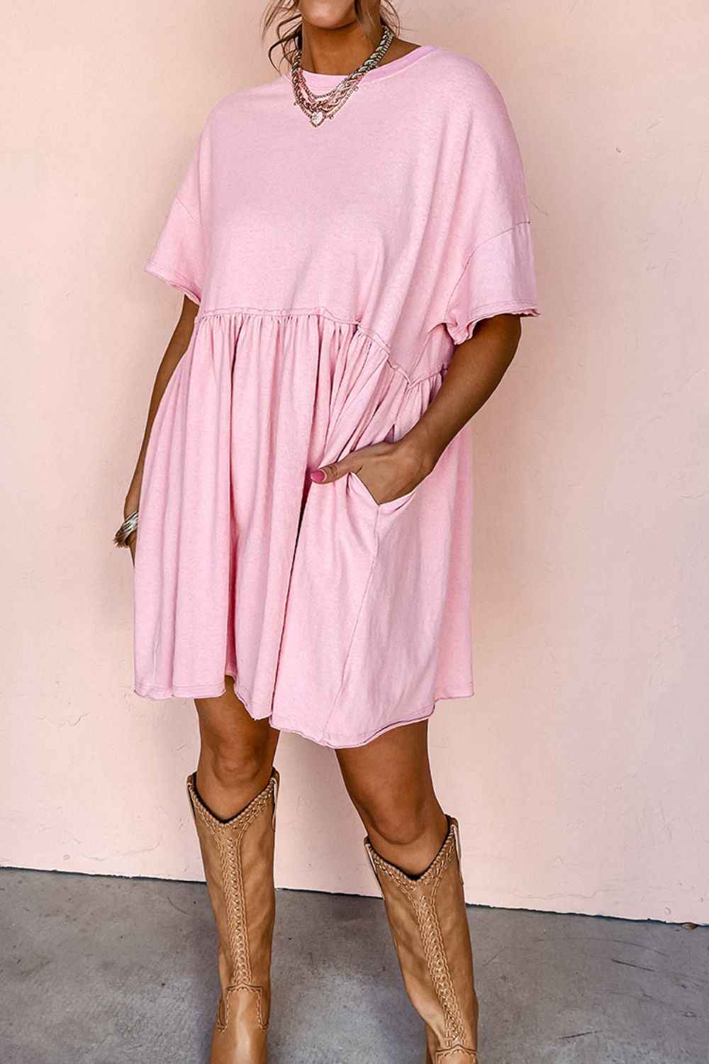 Blush Pink Voluptuous Mini Dress