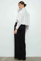 Bow Ribbon Cropped Button Up Shirt