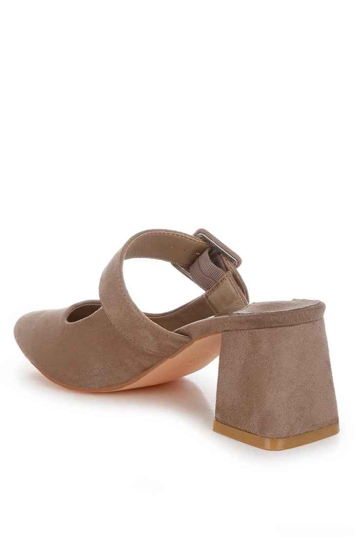Buckle Strap Microfiber Mules