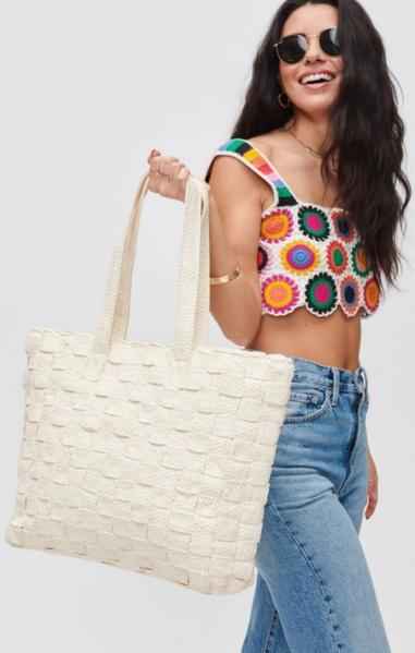 Freda Woven Straw Beach Tote