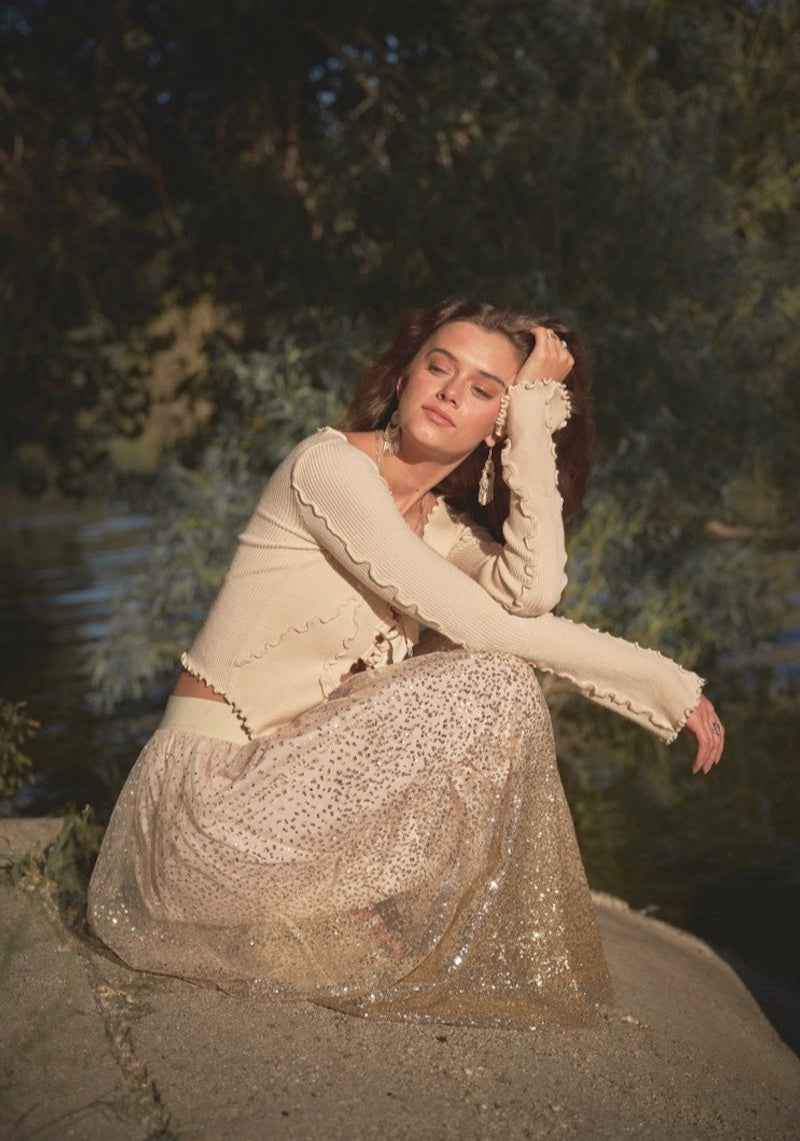 Sequin Embellished Tulle Skirt