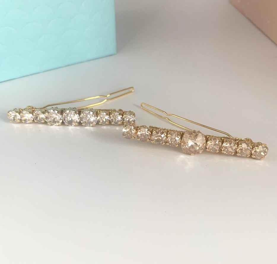 Large Swarovski Barrettes - Crystal or Silk