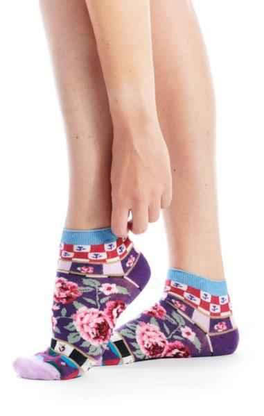 Colorful floral ankle socks on a person, high quality style from Love Classic