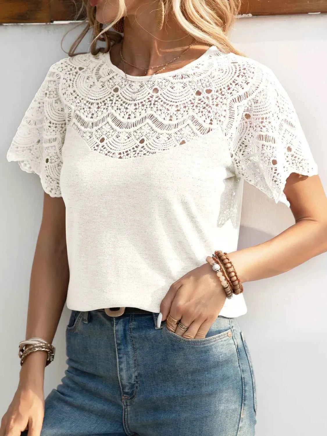 Short Sleeve Crochet Top