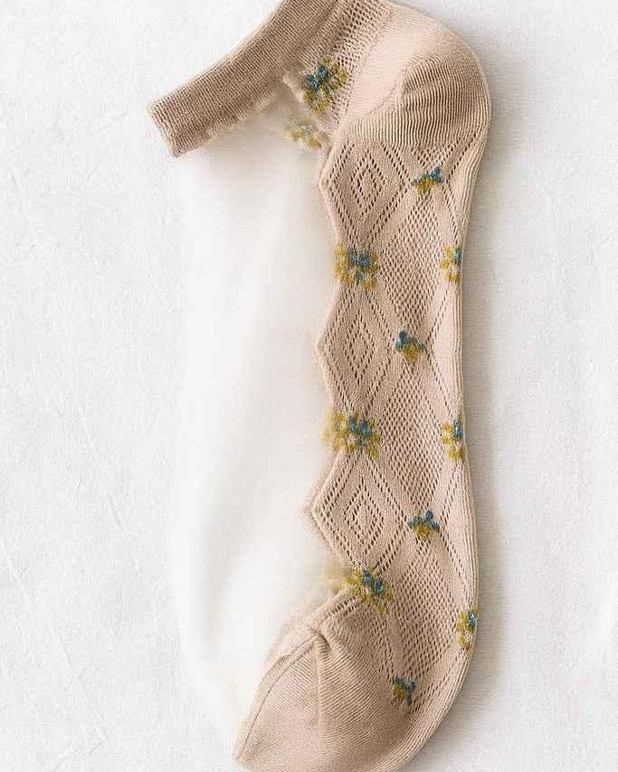 Braided Floral Sheer Ankle Sock