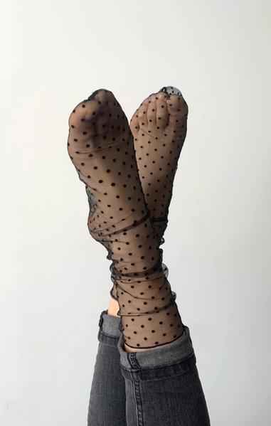 Sheer Velvet Mini Polka Dot Socks