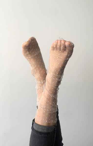 Sheer Velvet Mini Polka Dot Socks