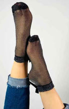 Sheer Glitter Bow Socks