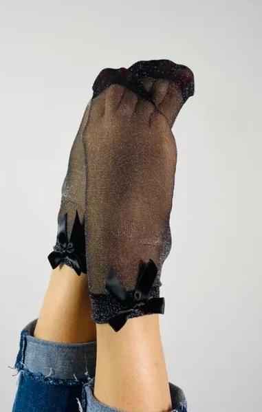 Sheer Glitter Bow Socks
