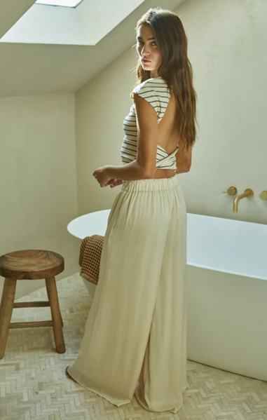 Striped Sleeveless Open Back Tank