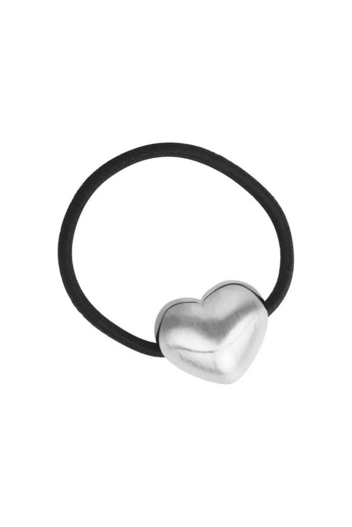 Black hair tie with silver heart charm, Love Classic high quality accessory