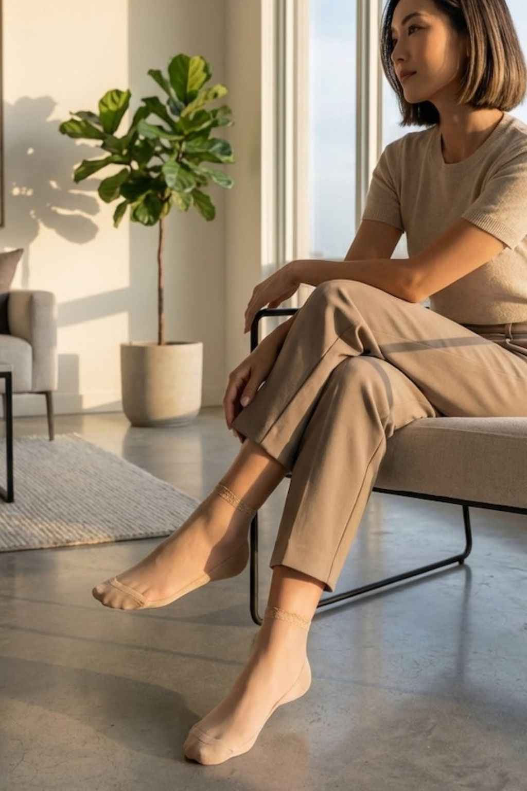 6-Pack Glitter Rim Sheer Crew Socks