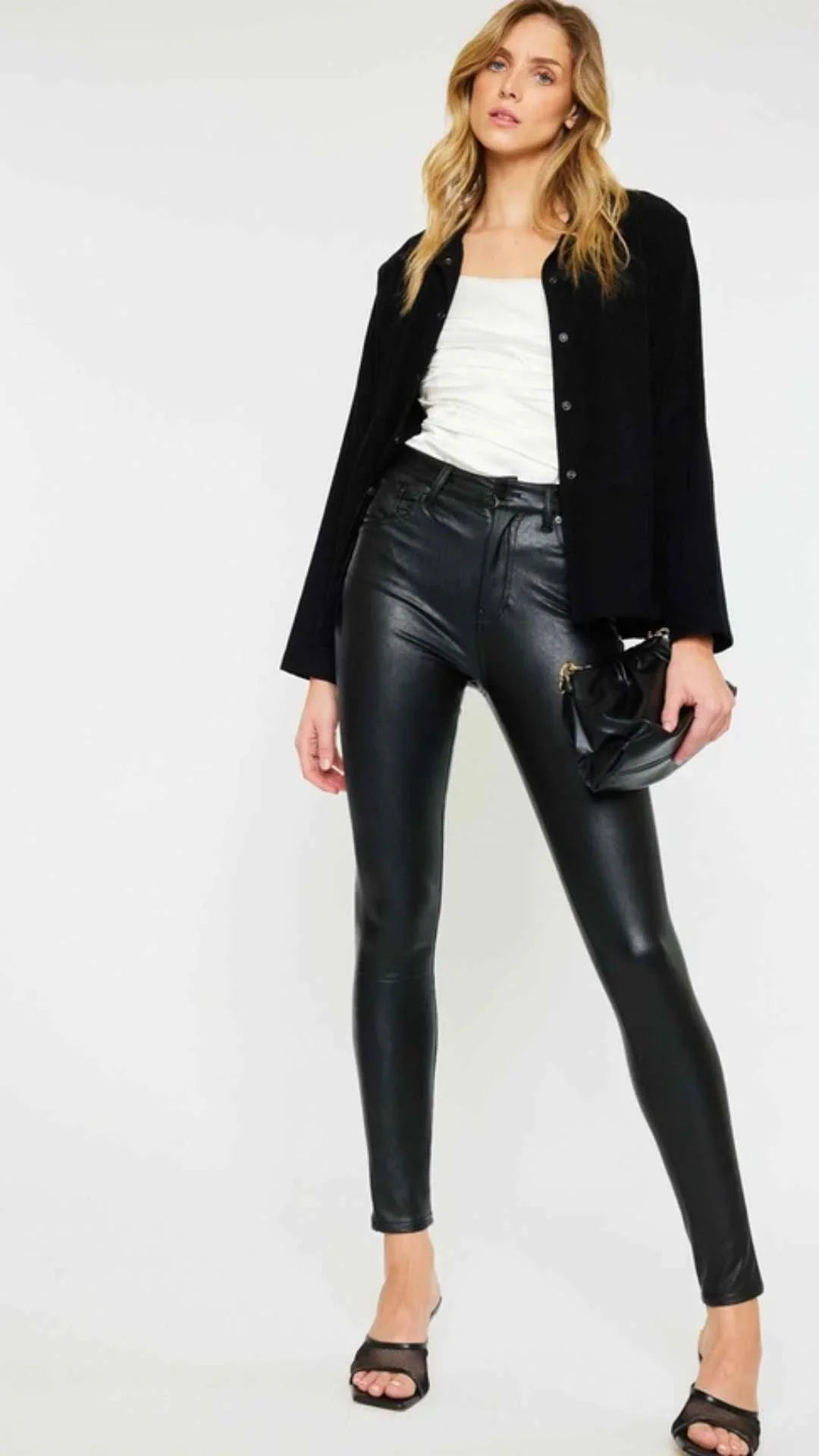 High Rise Faux Leather Super Skinny Jeans