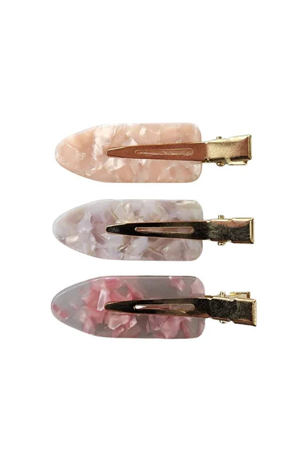 Set of three pastel marble hair clips with gold clasps from Love Classic