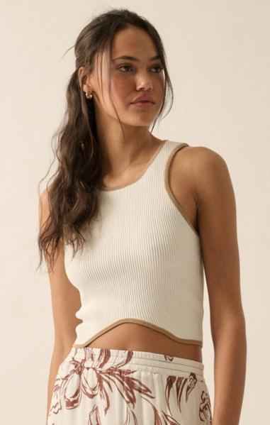 Shaper Fit Ribbed-Knit Racerback Tank Top