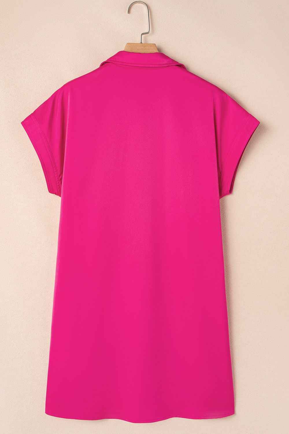 Buttoned Collared Mini Shirt Dress