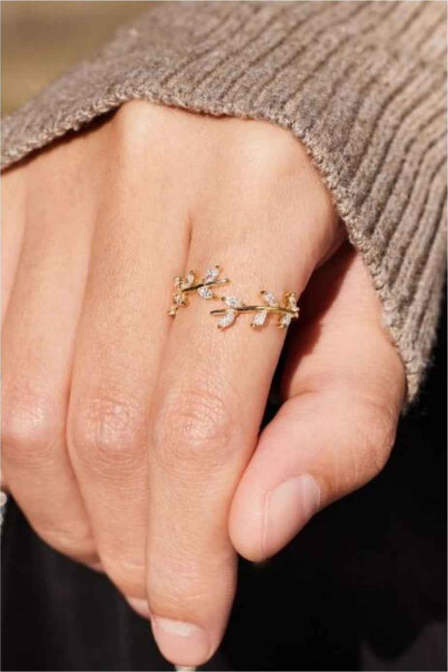 Sterling Silver Leaf Open Ring