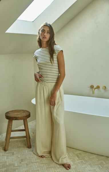 Striped Sleeveless Open Back Tank