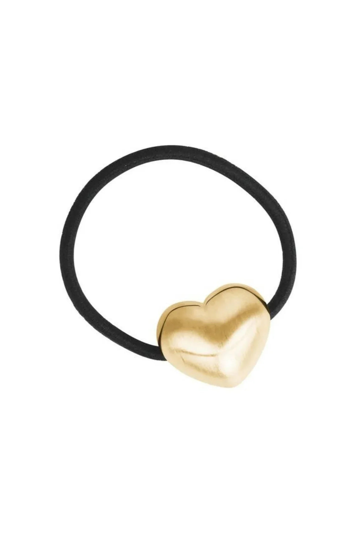 Black hair tie with gold heart charm, Love Classic high quality hair accessory