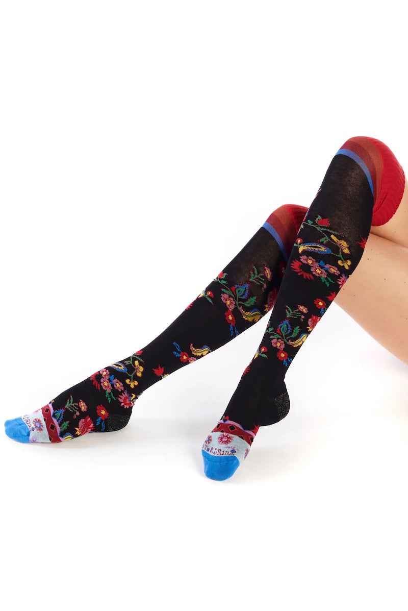 Floral Thigh High Socks