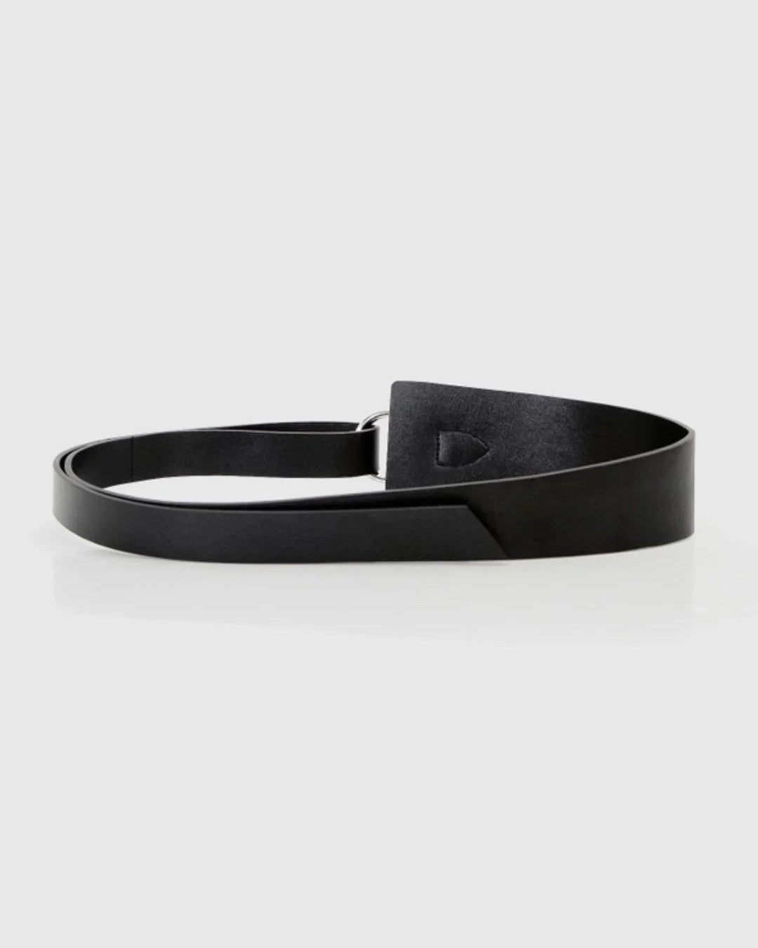 Black minimalist belt on white background, Love Classic high quality accessory style