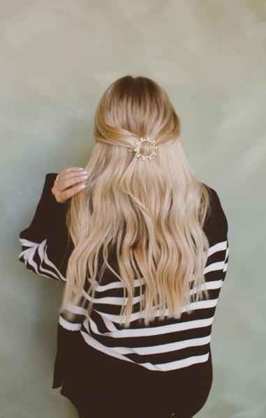 Gold Circle Pearl Barrette Clip