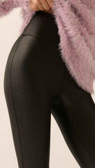 Faux Leather Wet-Look High-Waist Stirrup Leggings