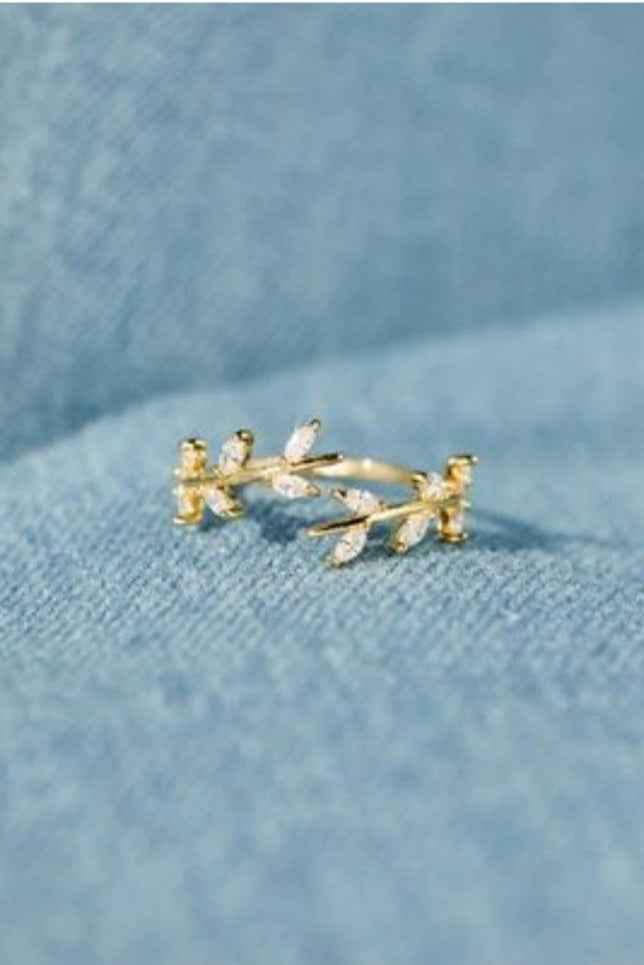 Sterling Silver Leaf Open Ring