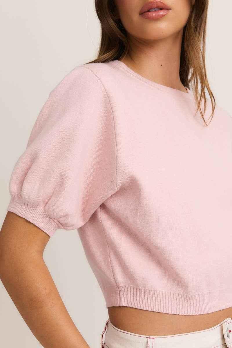 Short Puff Sleeve Sweater Top