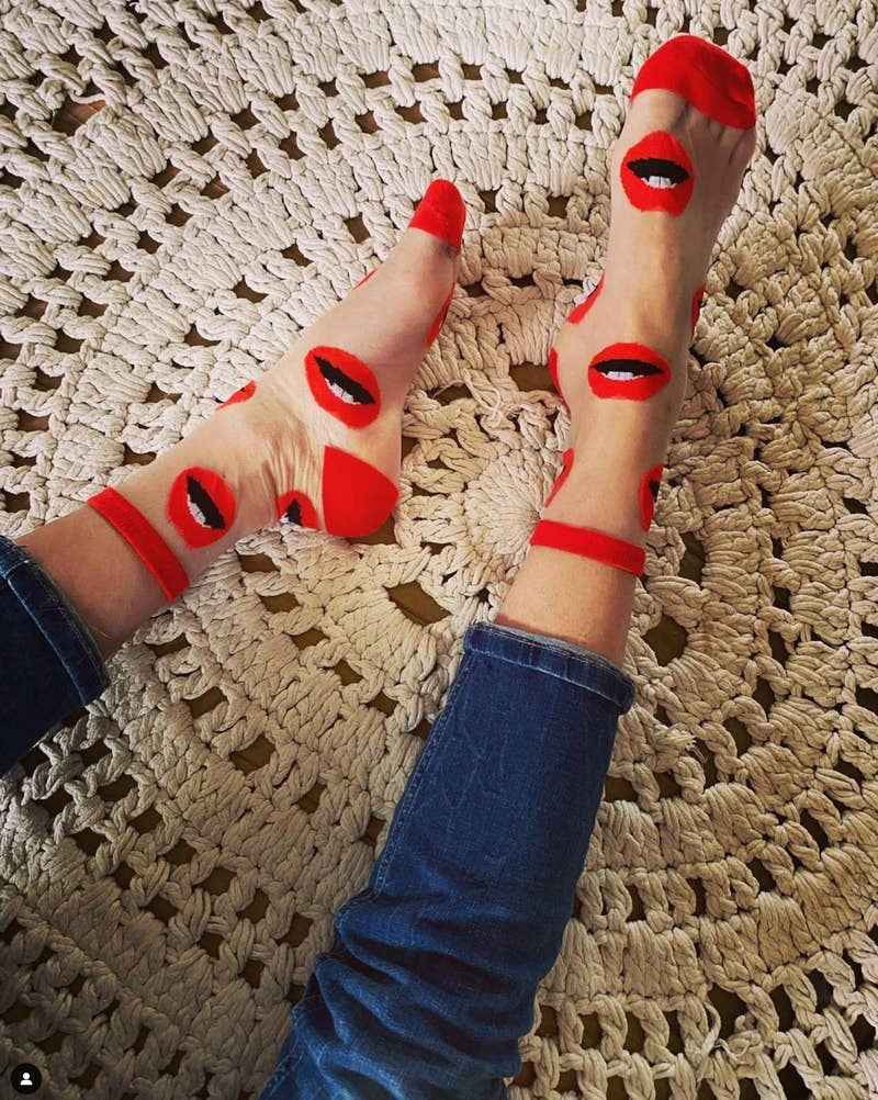 Sheer Socks with Lips