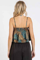Paisley Satin Ruffle Crop Cami