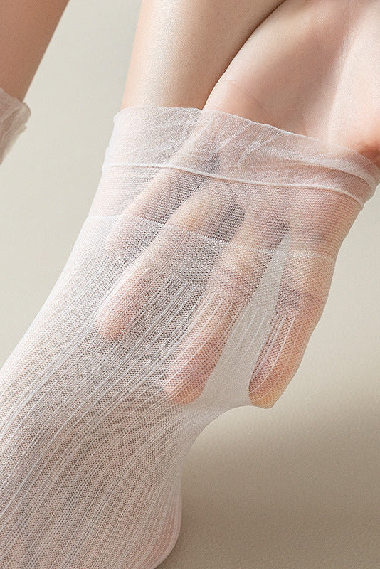 Sheer Ruffle Tulle Sock Ivory - Love Classic 2