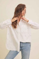 Full of Hearts Embroidery Button Up Shirt