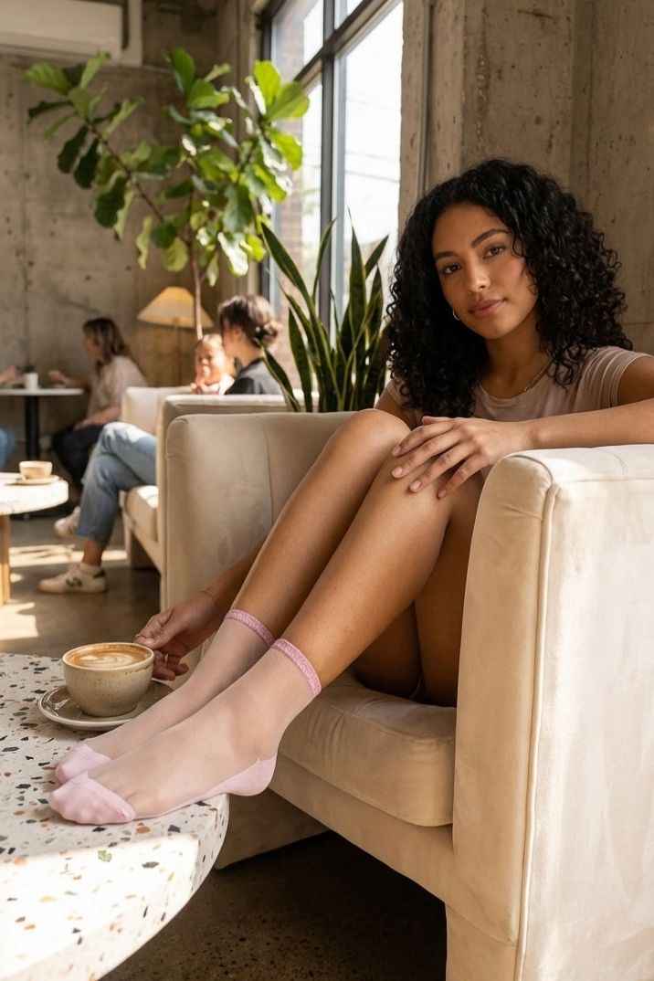 6-Pack Glitter Rim Sheer Crew Socks