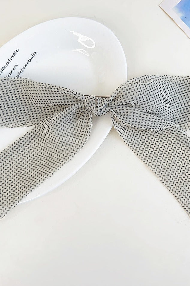 Off-white Polka Dot Ribbon Bow French Barrette Clip