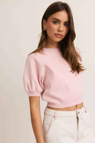 Short Puff Sleeve Sweater Top