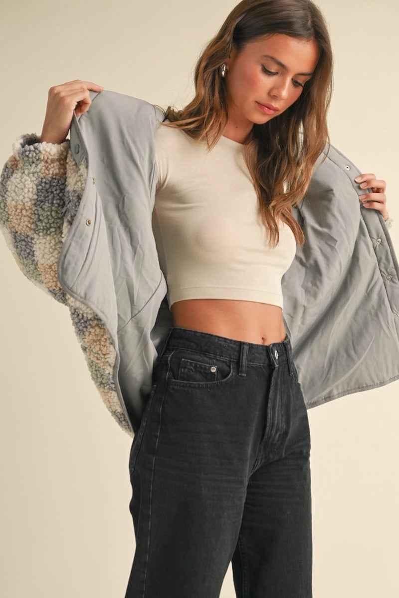 Multi Color Patterned Sherpa Jacket