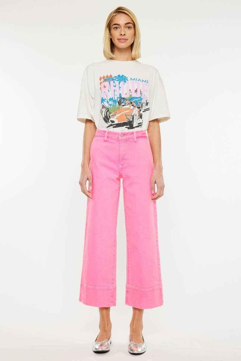 High Rise Cropped Wide Leg Jeans