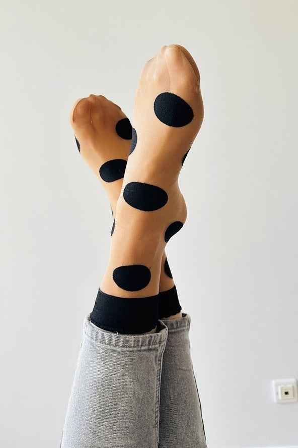 Extra large polka dot sock in black 3