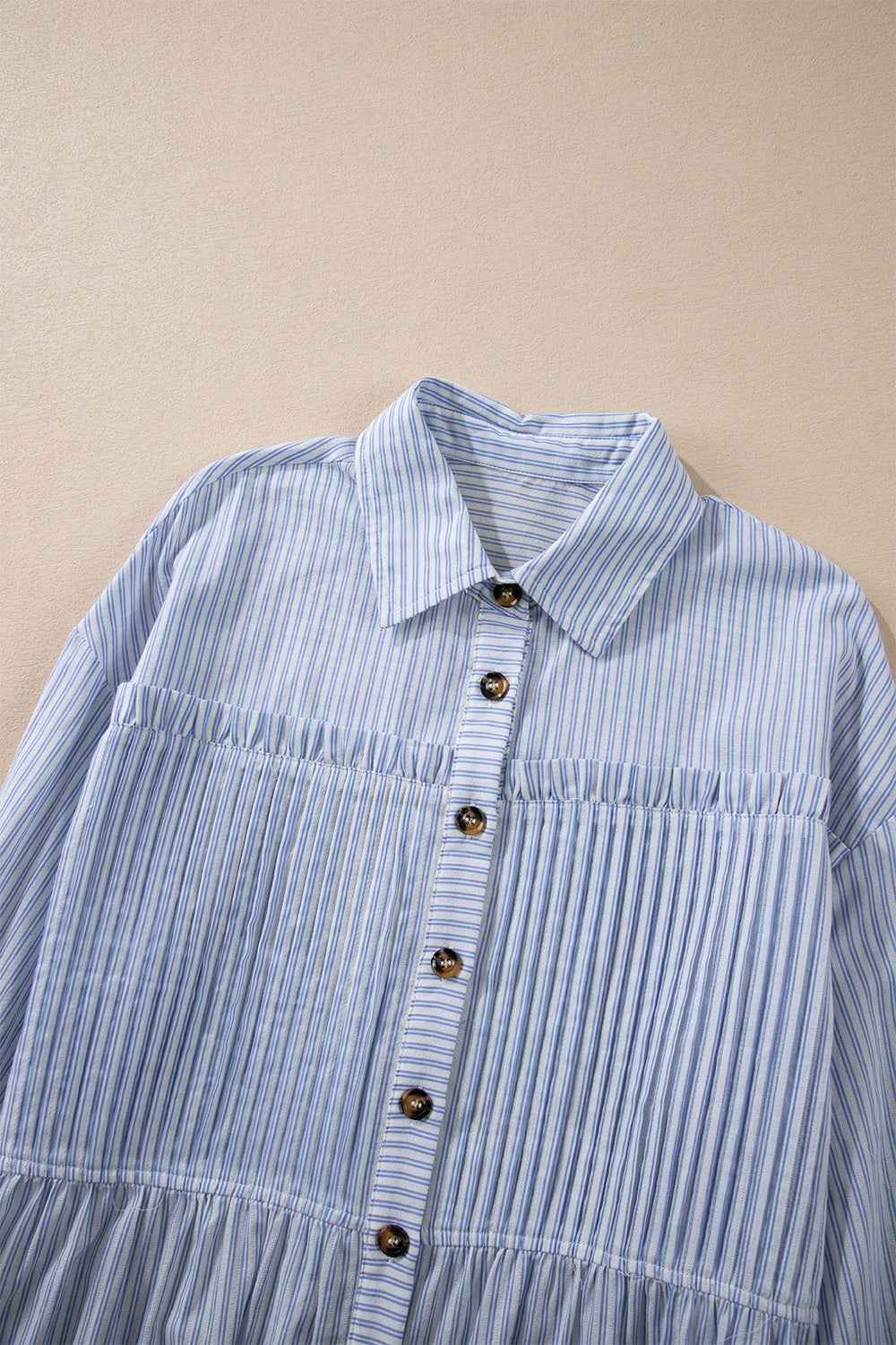 High-Low Striped Button Up Shirt