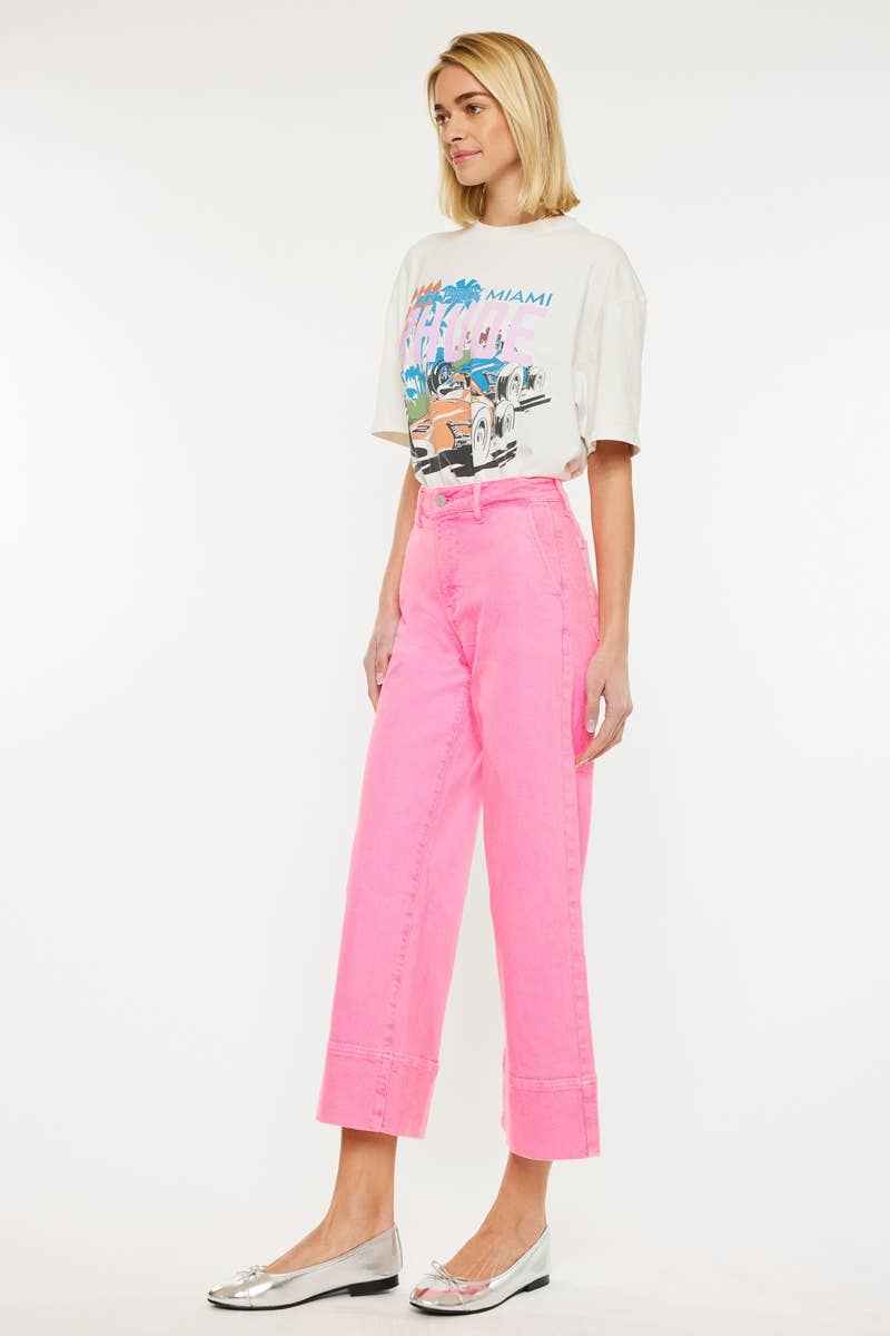 High Rise Cropped Wide Leg Jeans