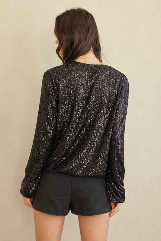 Front Zip Sequin Bomber Jacket