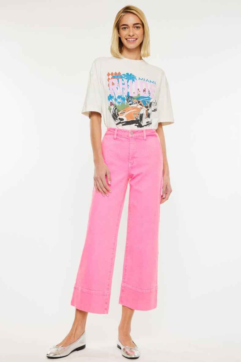 High Rise Cropped Wide Leg Jeans