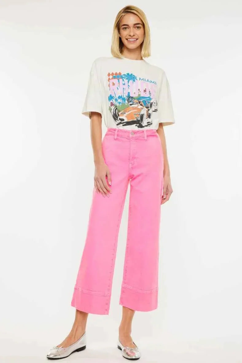 High Rise Cropped Wide Leg Jeans